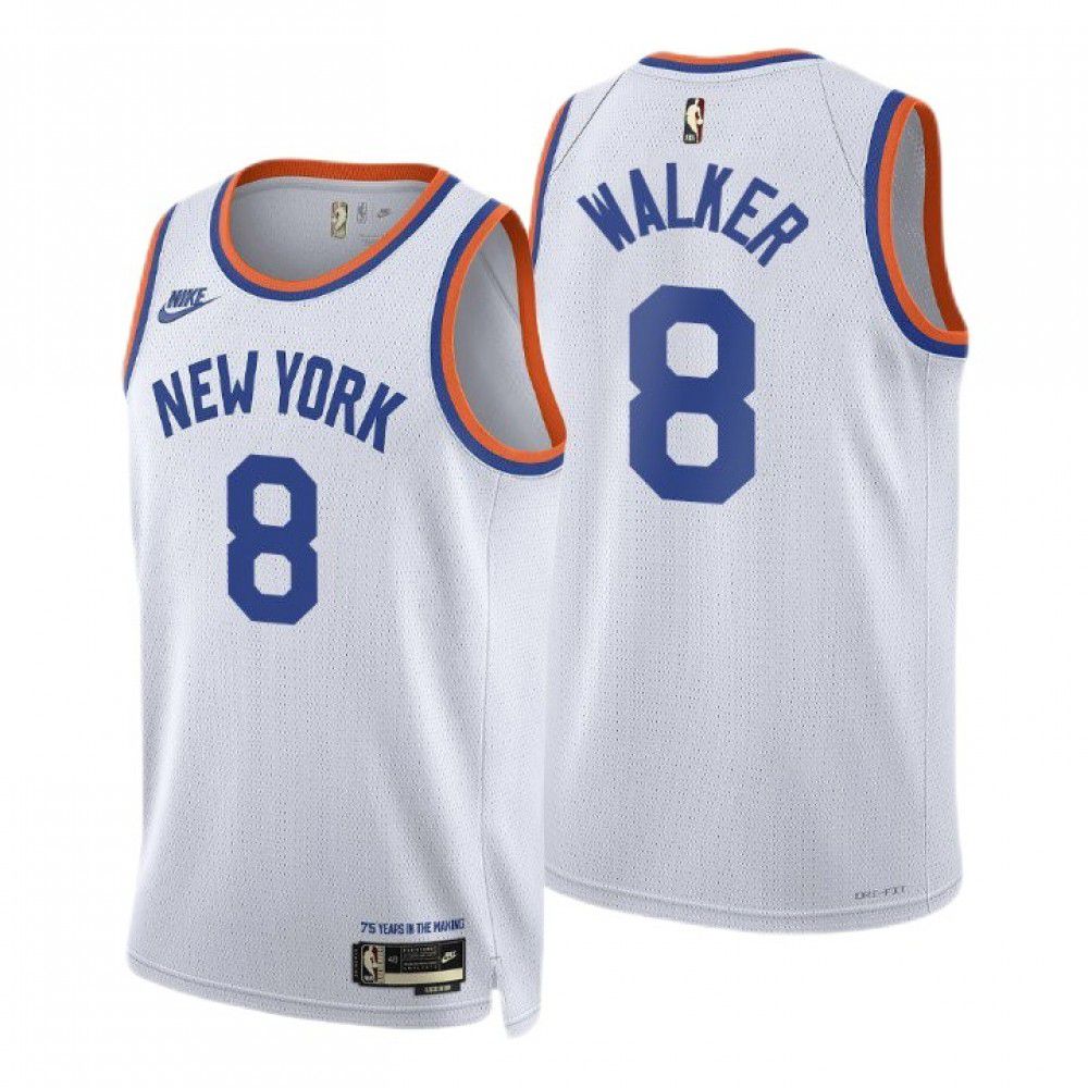 Men's New York Knicks Kemba Walker #8 White 2021/22 Swingman Jersey - Classic Edition-Pro Kit Vault | Brand New 26/27 Sports Jerseys